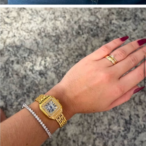 New! Panthere Classic Gold Crystal Stainless Steel Gold Watch main image 12